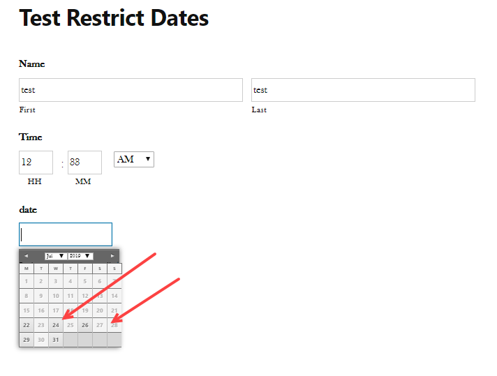 GravityMore Restrict dates Add on 1