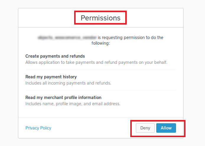 WP square payment gateway permission