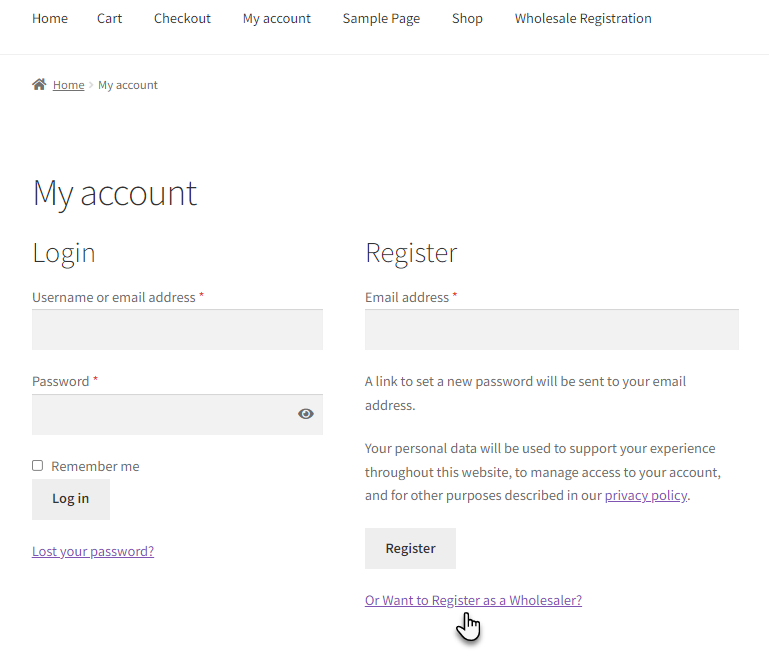 Enable the Registration Link on the My Account Page