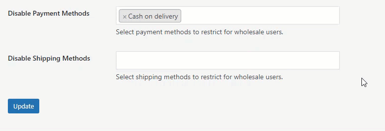 Payment and Shipping Method Control
