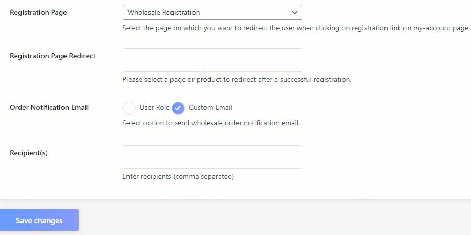 Registration Page Redirect