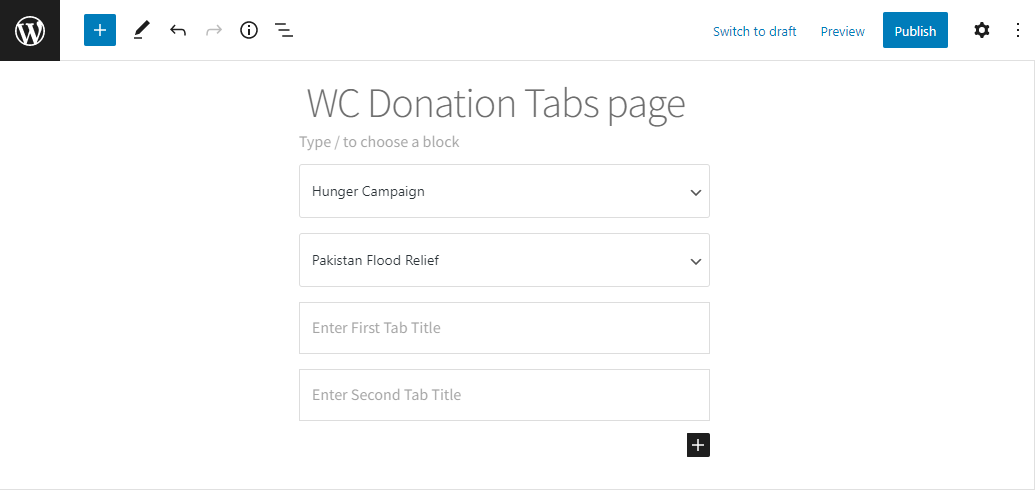 Donation-Tabs-Page