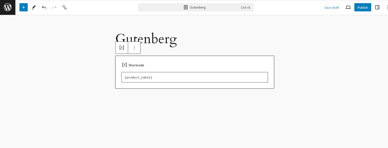 Gutenberg Shortcode