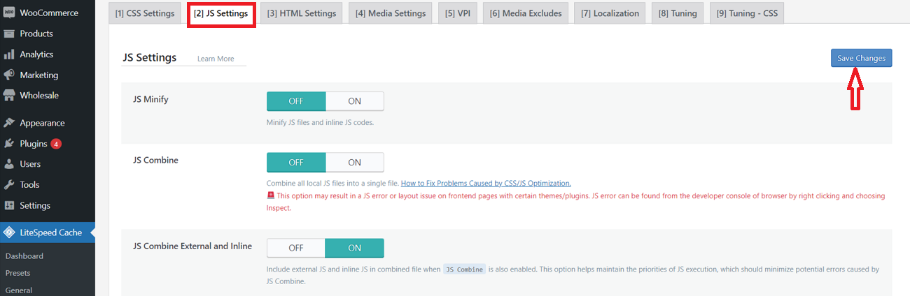 js-settings-lightspeed-cache-plugin-for-removing-unused-js-codes-and-files