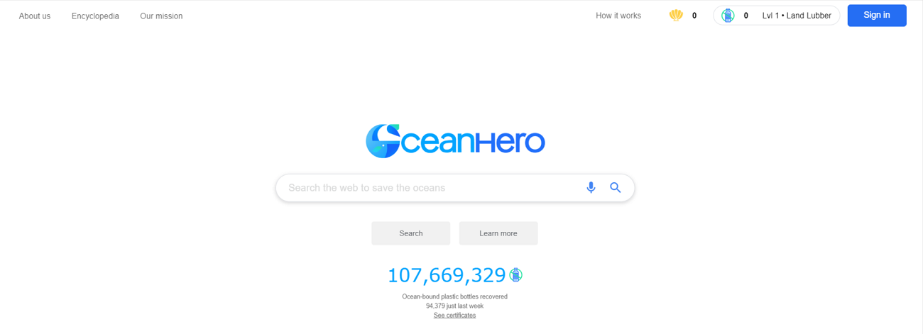 oceanhero-environment-friendly-search-engine