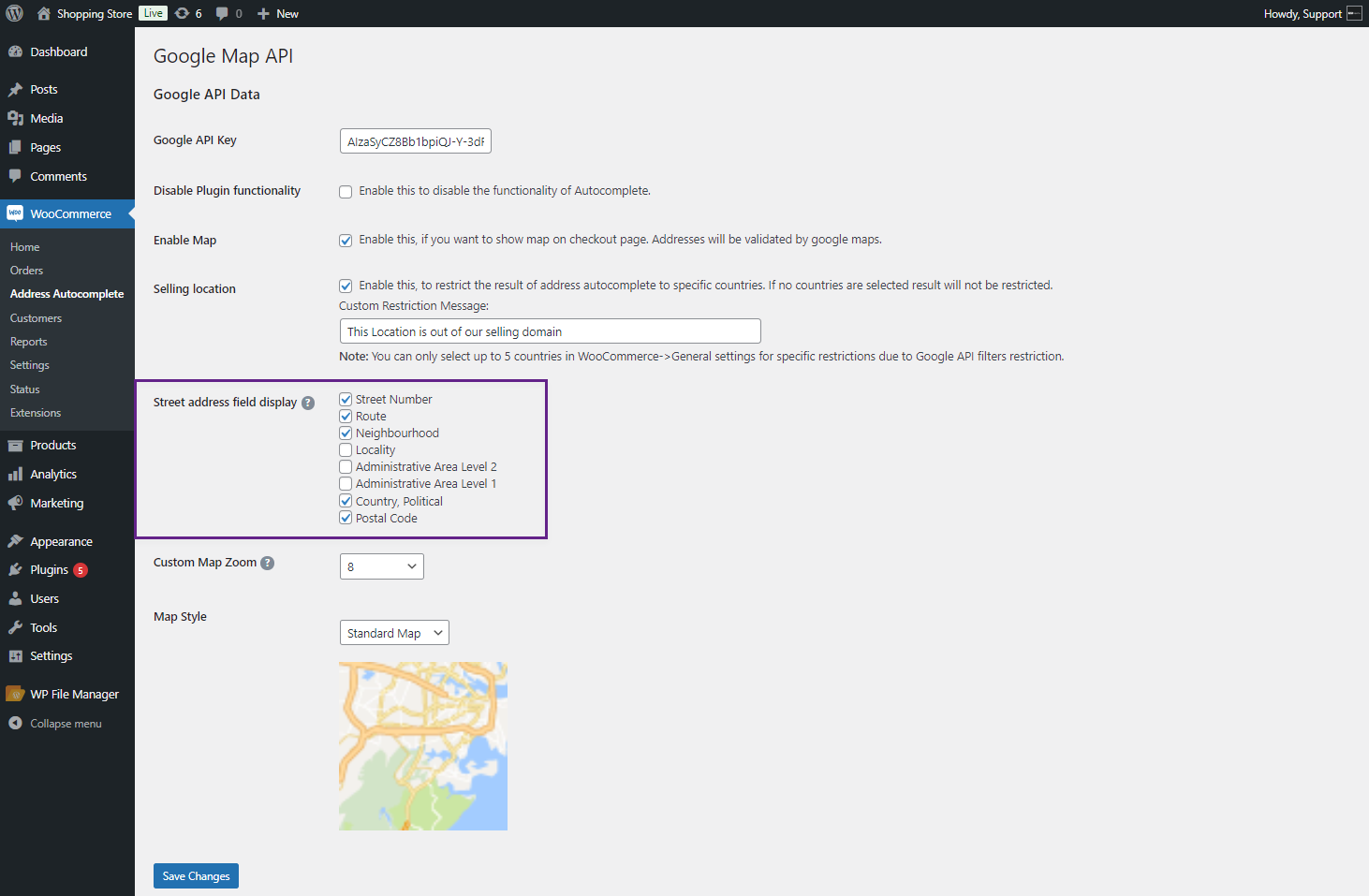 Street Address Field Display Feature