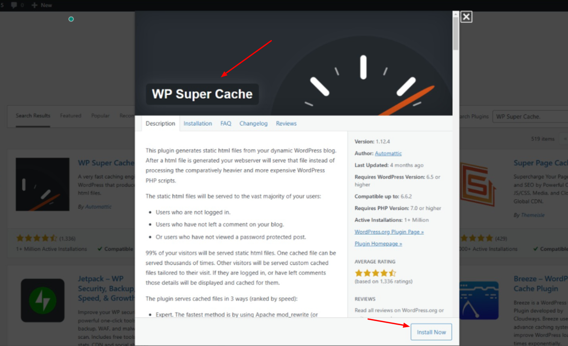 Use plugins like W3 Total Cache or WP Super Cache