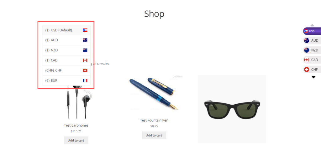 Currency Switcher for WooCommerce Widget