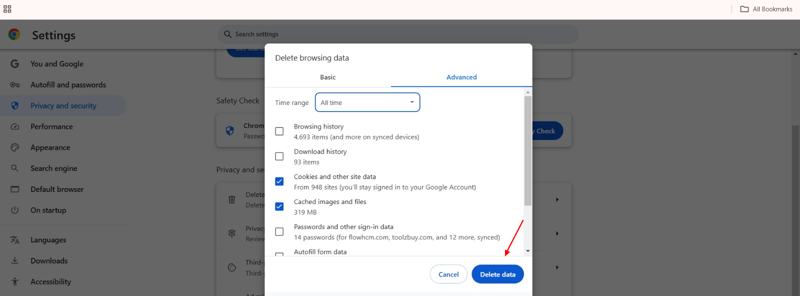 Click Clear Data and restart Chrome - WPExperts Click Clear Data and restart Chrome