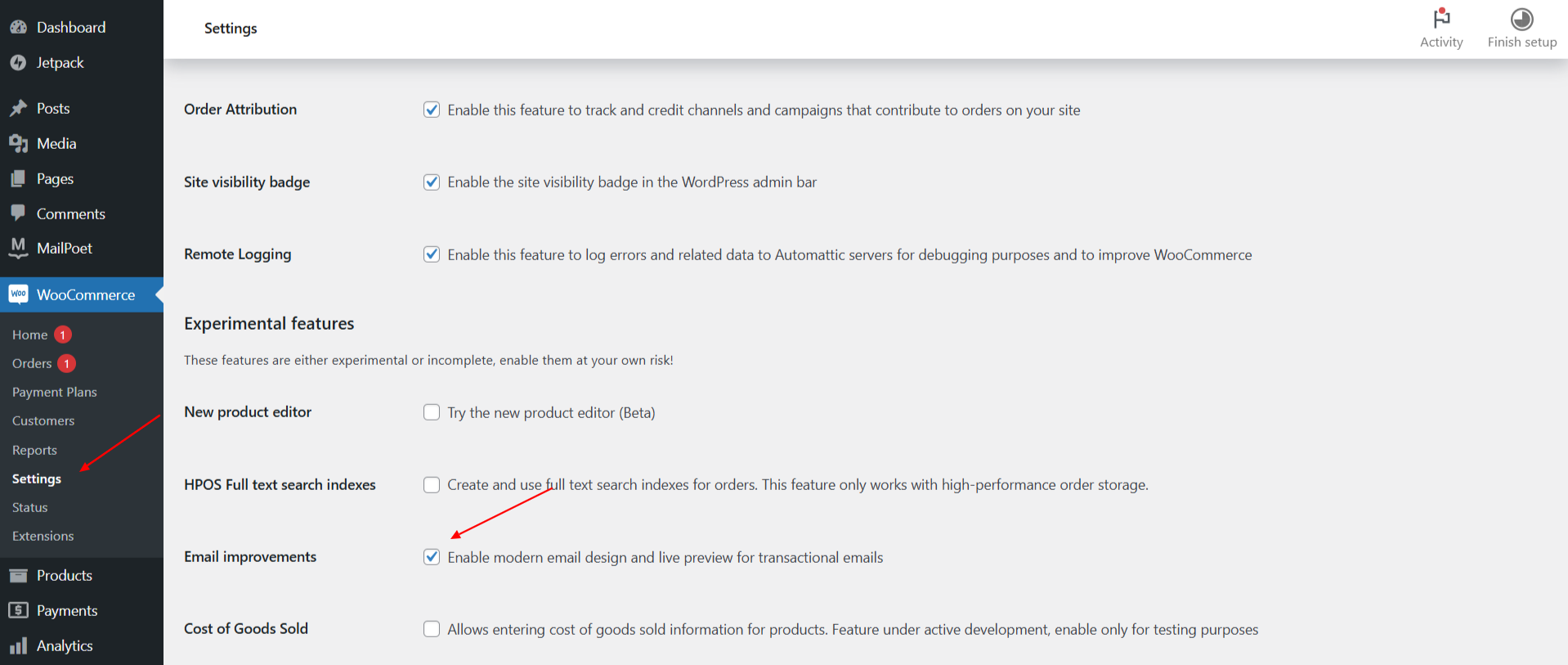 Email Improvements (Experimental)