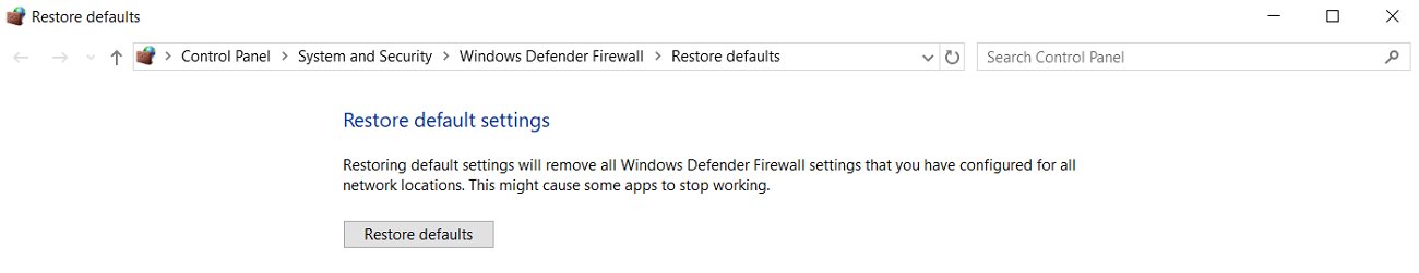Restore Defaults Option