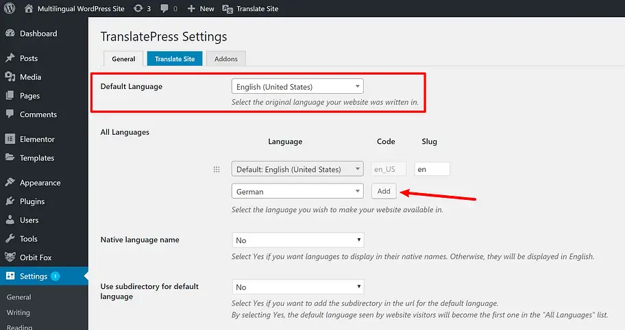 Choose Translation Languages