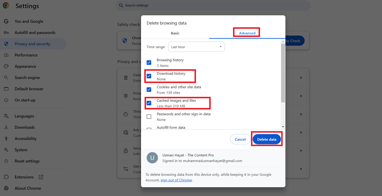 Delete Advanced Data to Remove the ERR_SOCKET_NOT_CONNECTED Issue