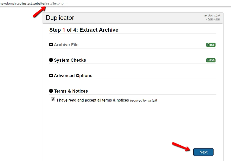 Duplicator installation