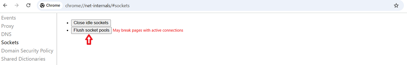 Flush Socket Pools in Chrome