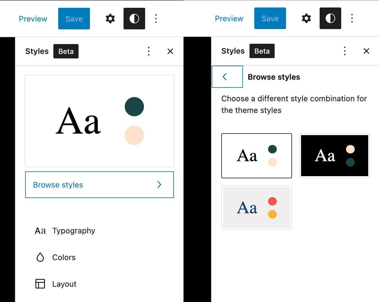 Global Style Switching WordPress 6.0