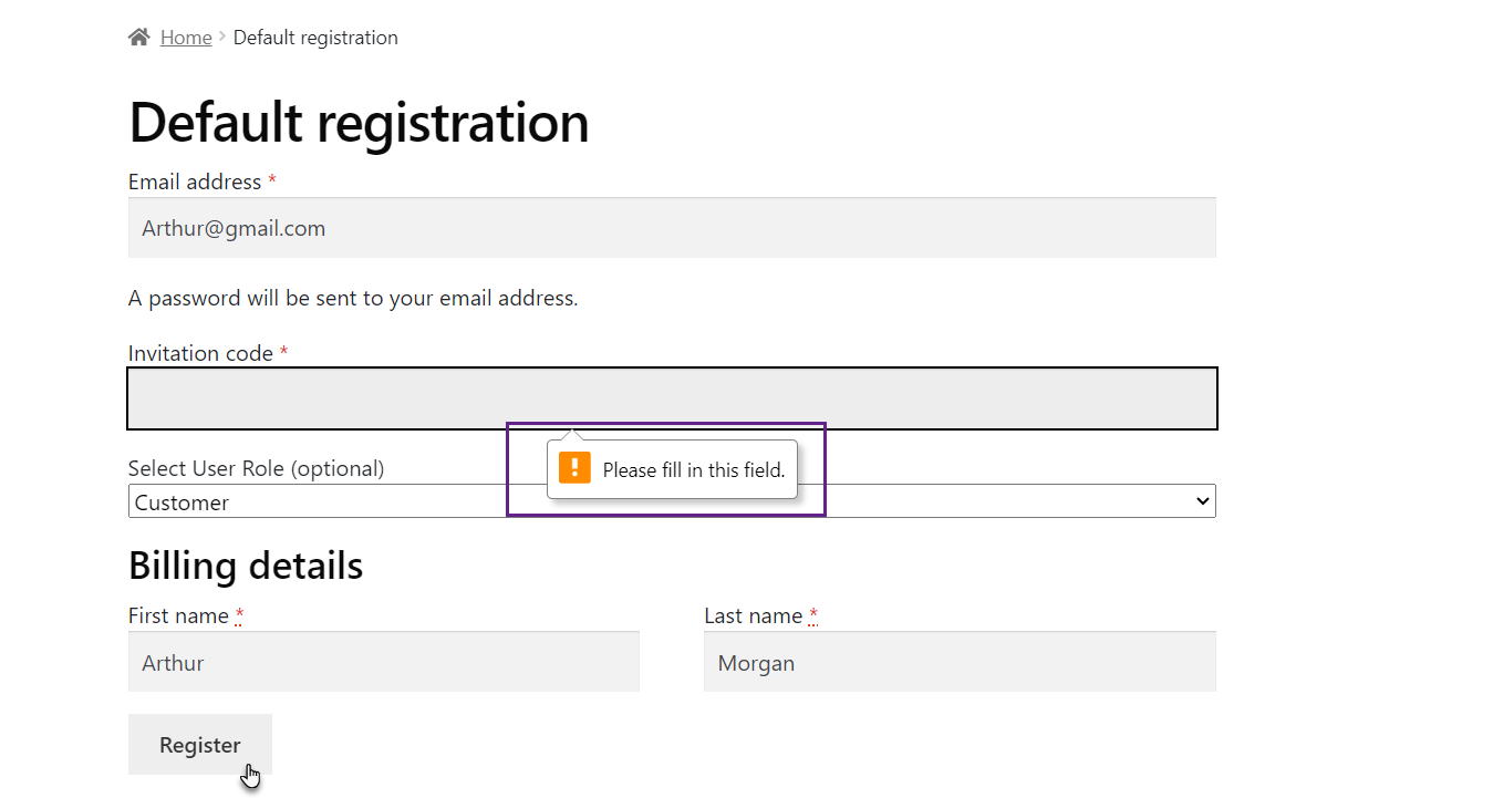 Invitation Code Feature