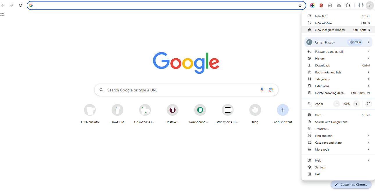 Open the Site in Incognito Mode