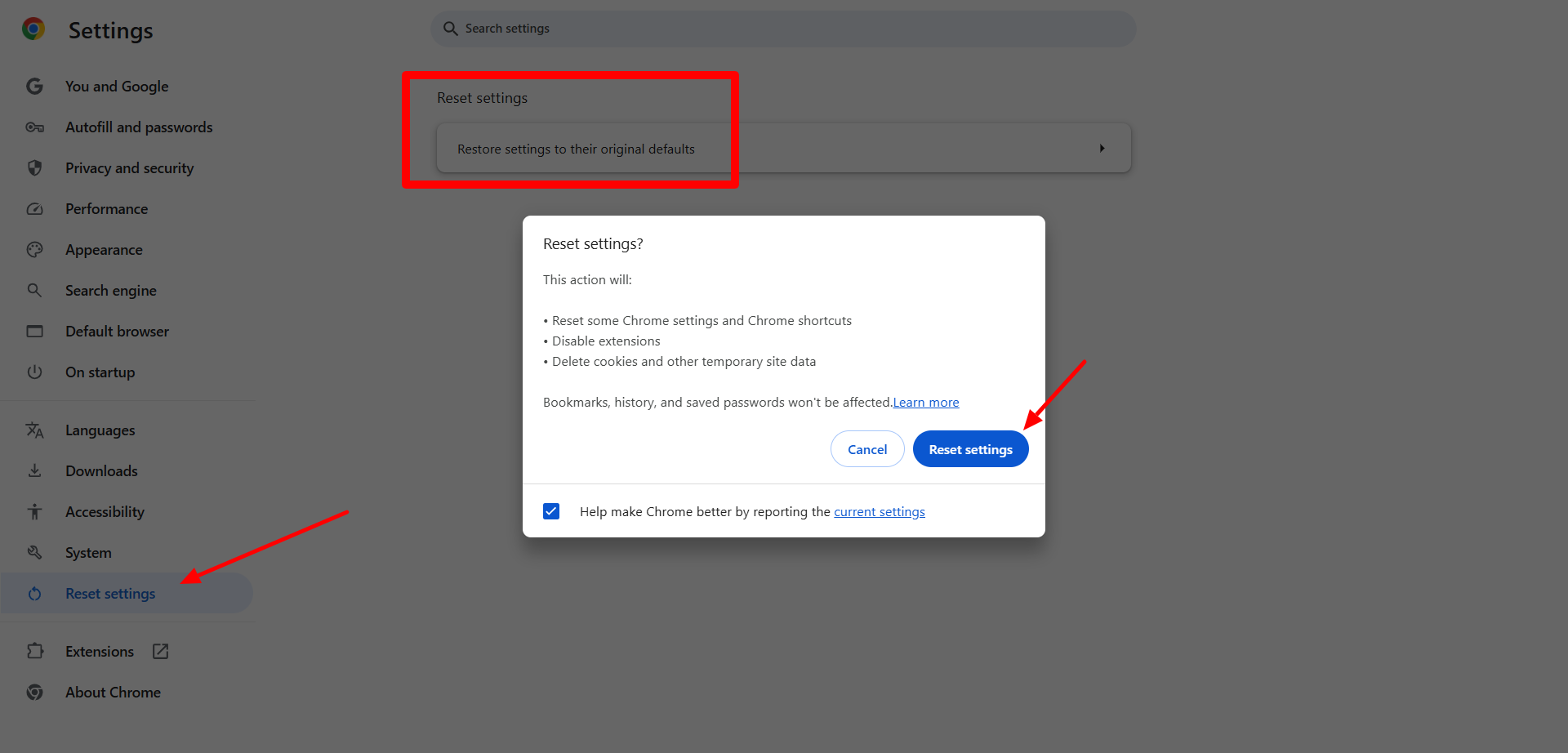 Reset Chrome Settings for ERR_ADDRESS_UNREACHABLE