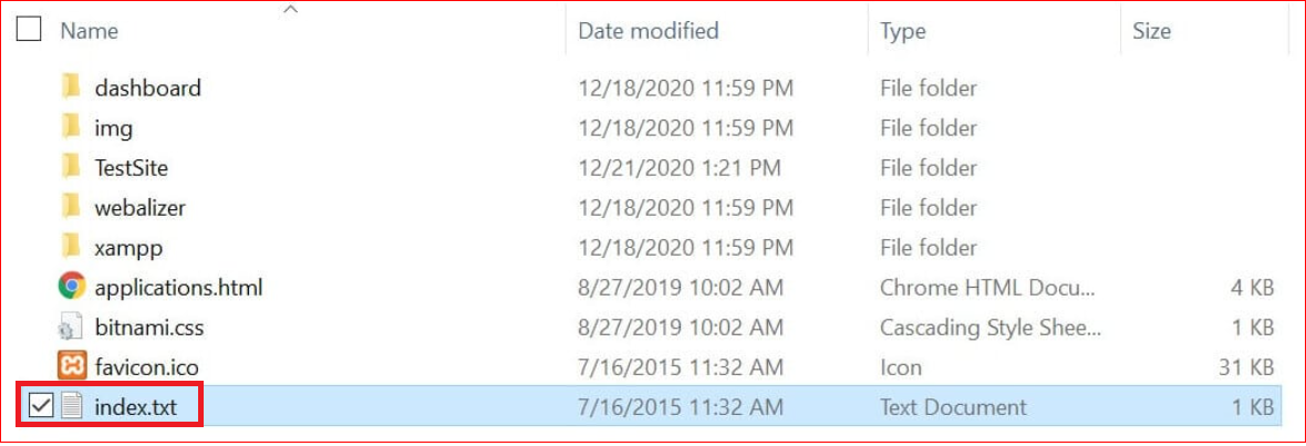 The renaming of index.txt file in Windows Explorer