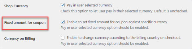 fixed amount for the coupon option