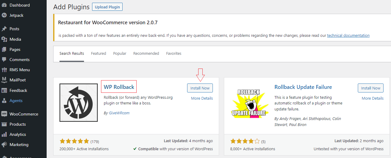 WP Rollback Plugin