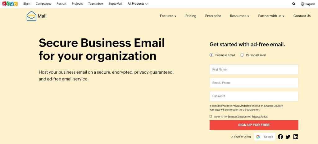 Zoho Mail Service