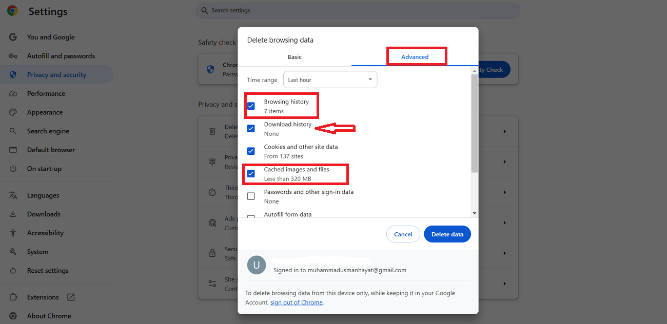 click the advanced data option to avoid facing 304 not modified status code
