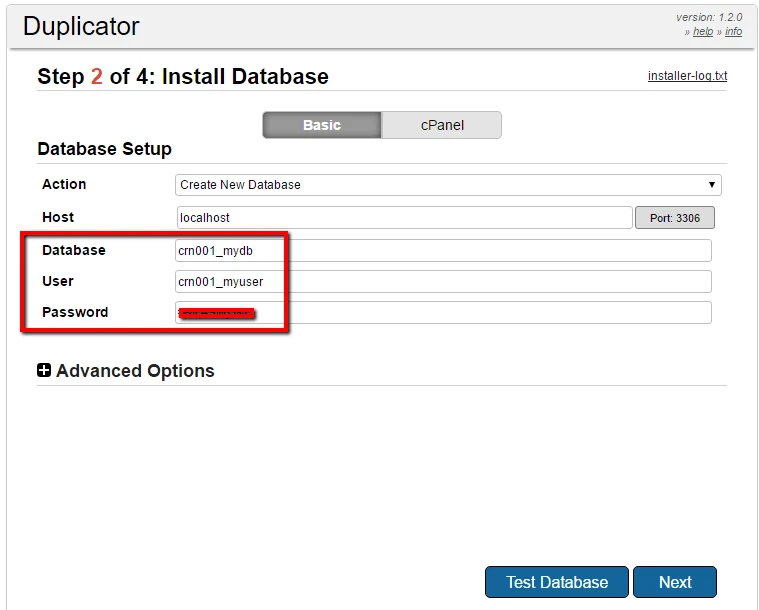 database details created