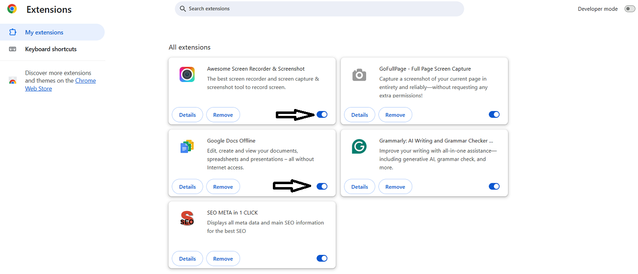 deactivate browser extensions to bypass http 304 status code issue