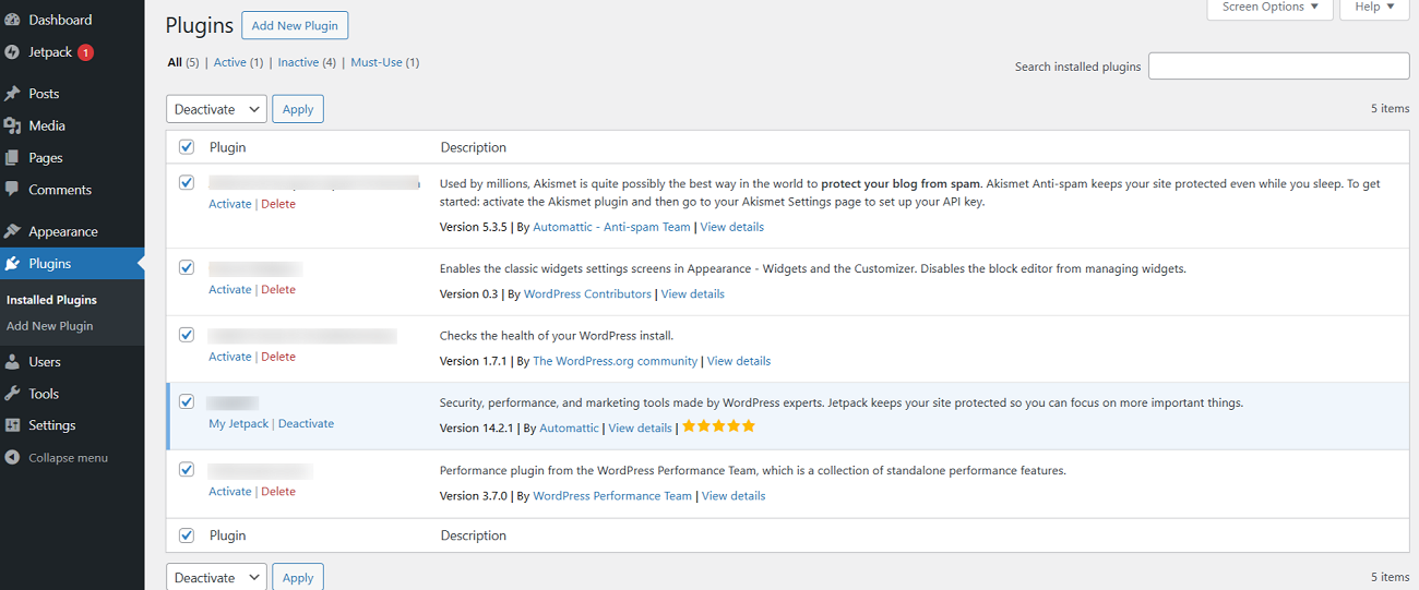 deactivate plugins from the WordPress dashboard to remove 408 request error