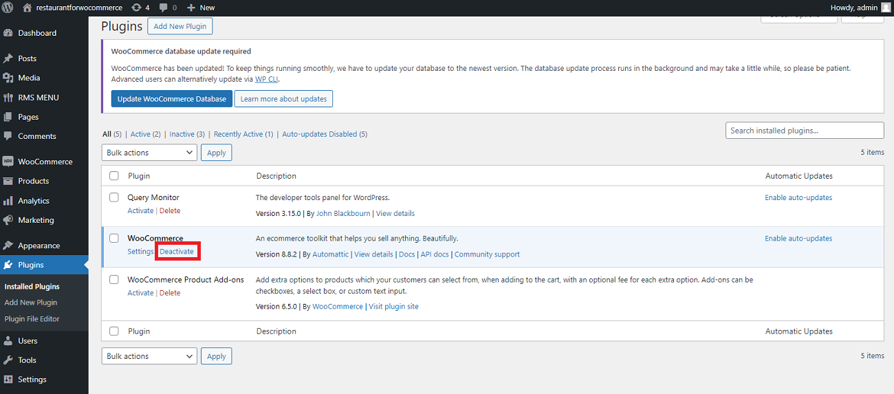 deactivate-wordpress-plugin-to-overcome-the-500-internal-server-error